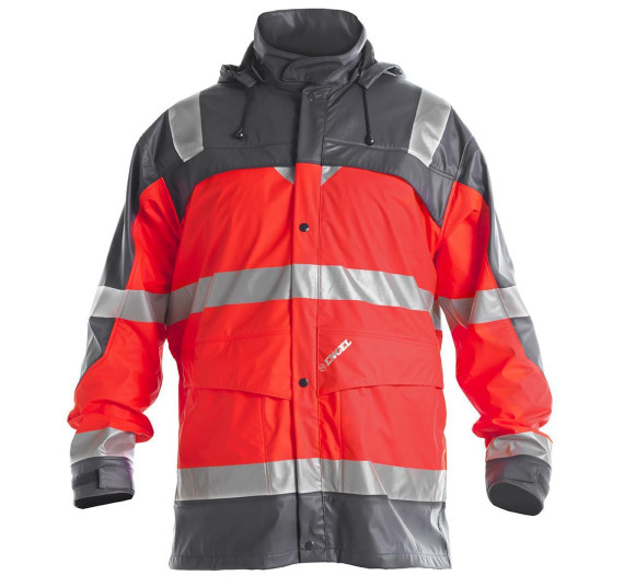 FE-Engel EN 20471 Regenjacke, 1911-102, Farbe Rot/Grau, Größe M